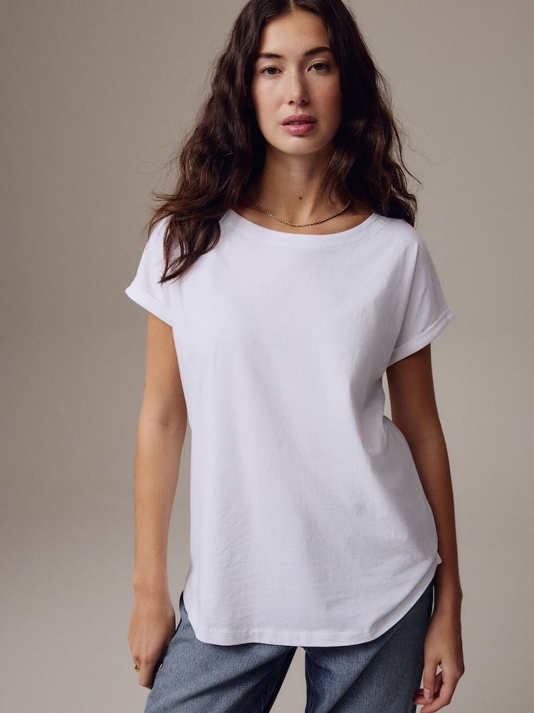 Blanc - Haut t-shirt à manches cap - Image 3 of 6