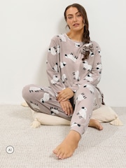 Yours Curve Nude Fleece Pyjama Set - Image 2 of 8