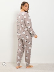 Yours Curve Nude Fleece Pyjama Set - Image 3 of 8