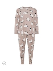 Yours Curve Nude Fleece Pyjama Set - Image 6 of 8