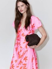Mango Pink Floral Midi Dress - Image 4 of 7