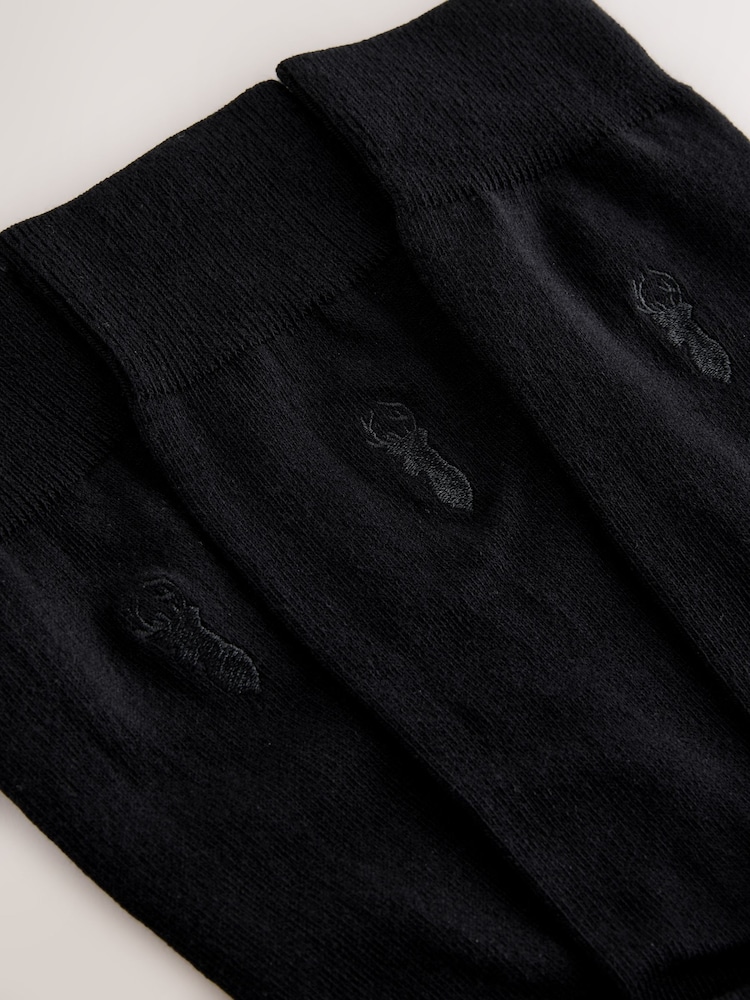 Black Stag 5 Pack Multi Stag Lasting Fresh Embroidered Socks - Image 4 of 4