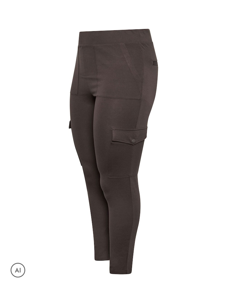 Yours Curve Brown Cargo Leggings - Image 7 of 7 Yours Curve Brown Cargo Leggings - Image 7 of 7