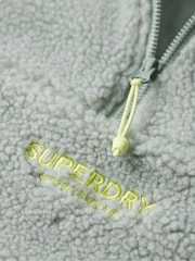 Grün - Superdry Teddyfell-Sweatshirt mit Stickerei und kurzem Reissverschluss - Bild 6 von 6