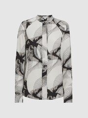Reiss Black/White Becci Abstract Print Co-Ord Blouse - Image 2 of 5