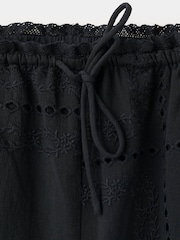 Mango Black Broiderie Straight Leg Summer Trousers - Image 4 of 5