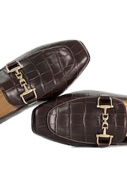 Dune London Brown Wide Fit Grained Loafers - Image 5 of 5
