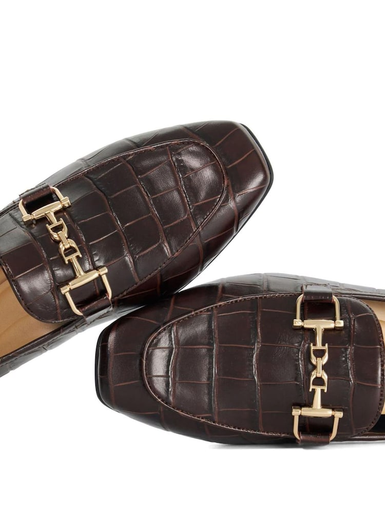 Dune London Brown Wide Fit Grained Loafers - Image 5 of 5 Dune London Brown Wide Fit Grained Loafers - Image 5 of 5