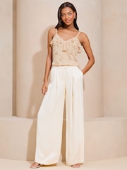 Lipsy Champagne Gold Chiffon Embellished Cami - Image 5 of 5