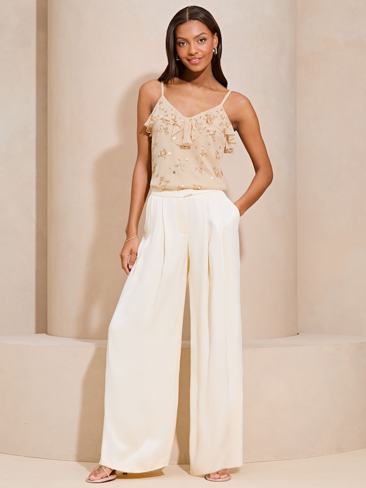 Lipsy Champagne Gold Chiffon Embellished Cami - Image 5 of 5