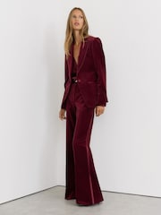 Қою қызыл - Reiss Wren Velvet Flared Tuxedo Trousers - 5суретінің 1 суреті