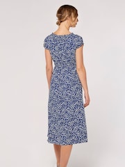 Apricot Blue Brush Dot Milkmaid Midi Dress - Image 2 of 4