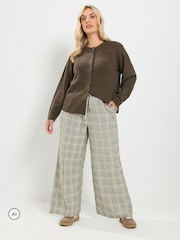 Yours Curve Green Checkered Wide Leg Trousers - Image 2 of 6