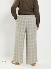 Yours Curve Green Checkered Wide Leg Trousers - Image 3 of 6