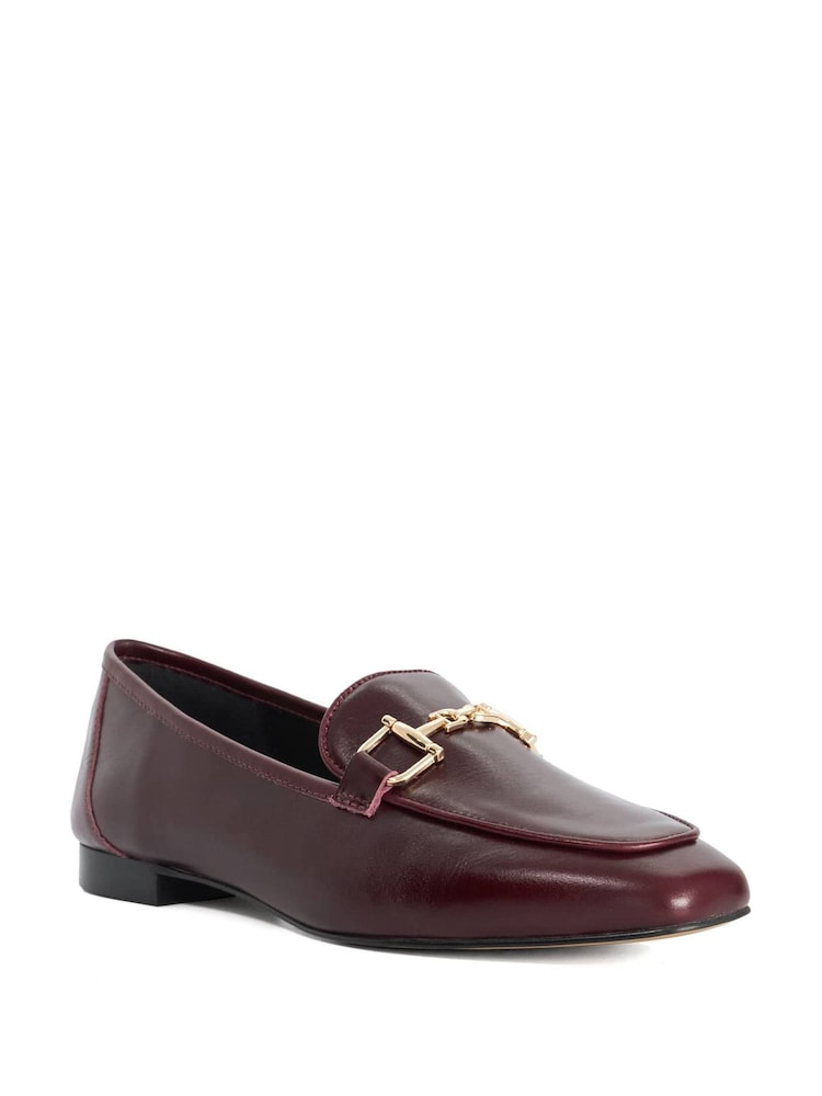 Dune London Red Wide Fit Grained Loafers - Image 2 of 5 Dune London Red Wide Fit Grained Loafers - Image 2 of 5