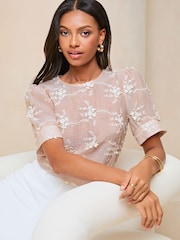 Lipsy Pink Printed Shorts Puff Sleeve Top - Image 1 of 4