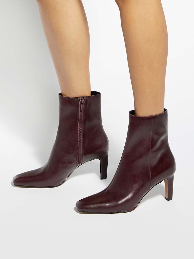 Dune London Red Wide Fit Ovation Square Toe Heeled Boots - Image 1 of 6