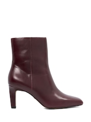 Dune London Red Wide Fit Ovation Square Toe Heeled Boots - Image 2 of 6