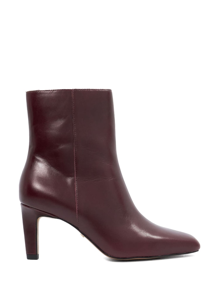 Dune London Red Wide Fit Ovation Square Toe Heeled Boots - Image 2 of 6