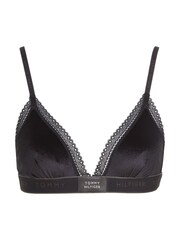 Tommy Hilfiger Logo Lace Velour Black Bralette - Image 4 of 6
