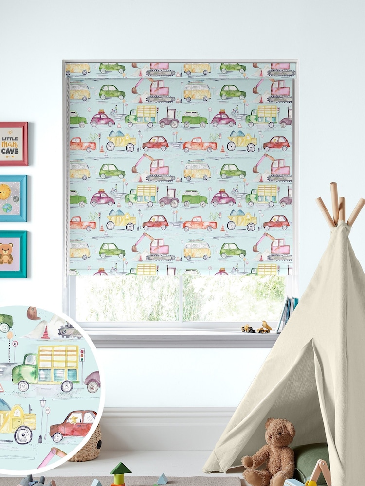 Voyage Blue Blackout Traffic Jam Made to Measure Roller Blinds - Image 1 of 6