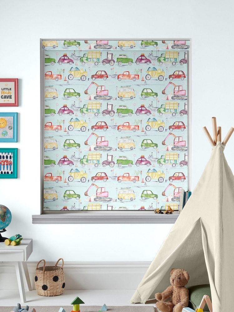 Voyage Blue Blackout Traffic Jam Made to Measure Roller Blinds - Image 2 of 6