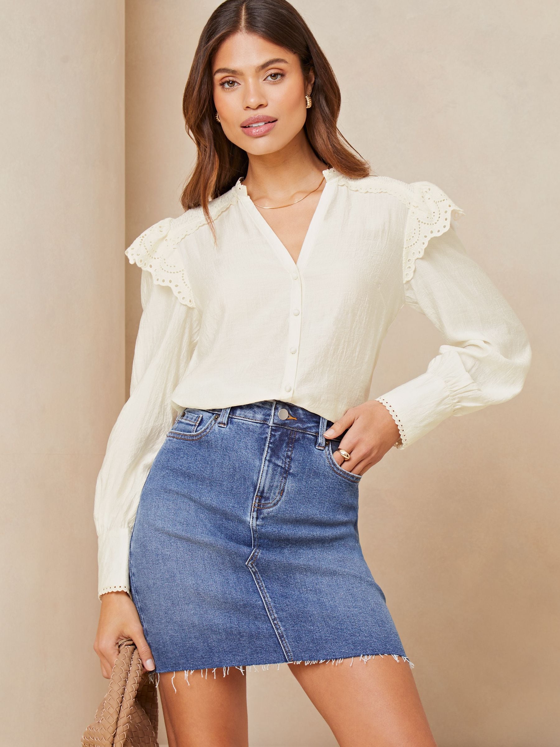 slanting frill blouse(black) - BayBee