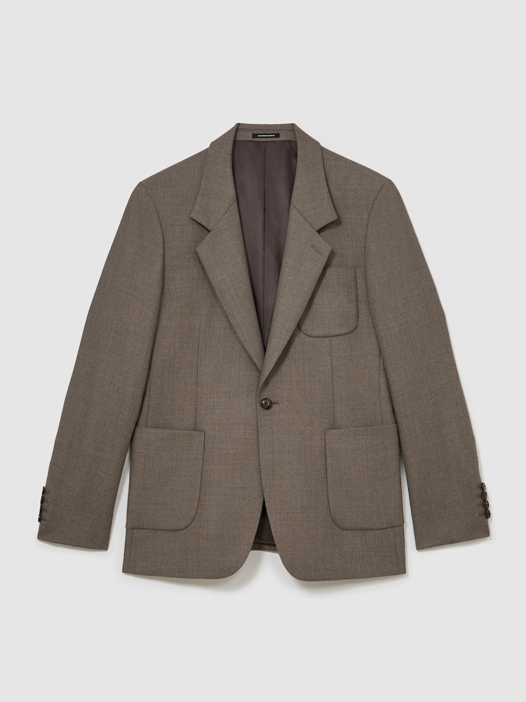 سترة بليزر بدلة من مزيج صوف مع تويل بصَف أزرار واحد Terrain Jacket من Reiss - صورة 2 من 10 سترة بليزر بدلة من مزيج صوف مع تويل بصَف أزرار واحد Terrain Jacket من Reiss - صورة 2 من 10