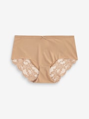 Black/Nude/White Midi No VPL Lace Back Briefs 3 Pack - Image 3 of 7