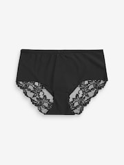 Black/Nude/White Midi No VPL Lace Back Briefs 3 Pack - Image 5 of 7