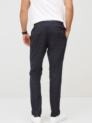 Navy Blue Check Drawstring Check Formal Joggers - Image 3 of 7