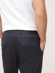 Navy Blue Check Drawstring Check Formal Joggers - Image 4 of 7