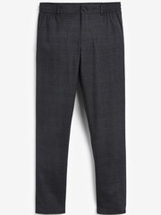 Navy Blue Check Drawstring Check Formal Joggers - Image 5 of 7