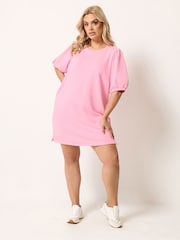 Yours Curve Pink Balloon Sleeve Dress - Image 2 of 5