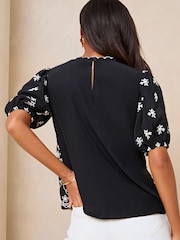 Lipsy Black Broderie Round Neck T Shirt - Image 3 of 4