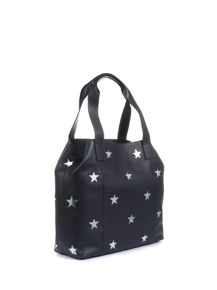 Jones Bootmaker Navy Blue Dayna Star Leather Bag - Image 3 of 3 Jones Bootmaker Navy Blue Dayna Star Leather Bag - Image 3 of 3