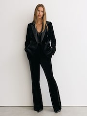 Қара - Reiss Wren Velvet Flared Tuxedo Trousers - 9суретінің 4 суреті