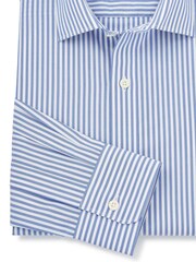 Savile Row Company Slim Fit Blue Stripe Single Cuff 100% Cotton Shirt - Image 4 of 5
