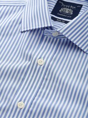 Savile Row Company Slim Fit Blue Stripe Single Cuff 100% Cotton Shirt - Image 5 of 5