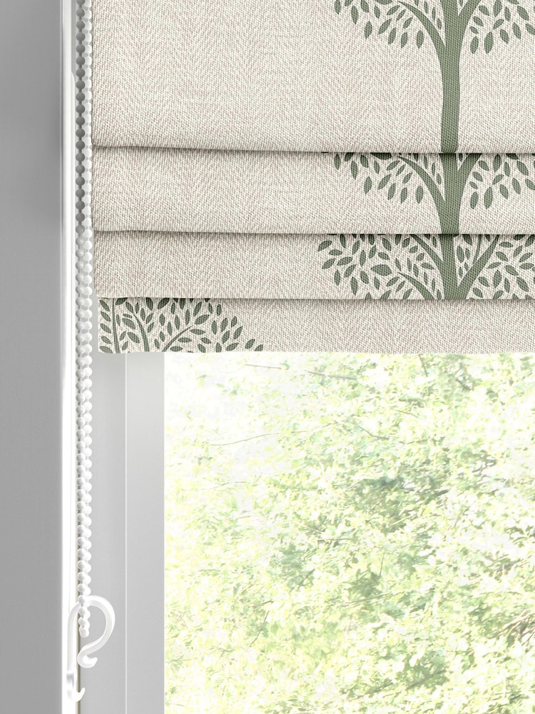 Emily Bond Fern Green 100% Cotton Yew Tree Made to Measure Roman Blinds - Image 2 of 6