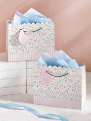 Set of 2 Pink Ditsy Floral Small Gift Bags - Image 1 of 3