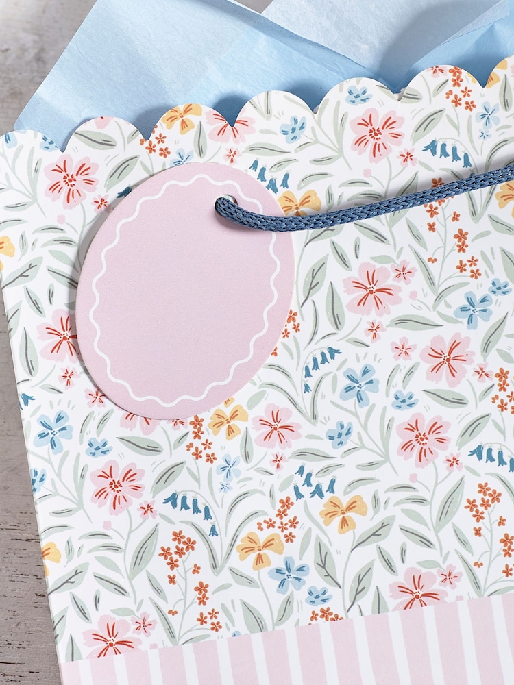 Set of 2 Pink Ditsy Floral Small Gift Bags - Image 2 of 3