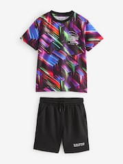Black Mesh T-Shirt and Shorts Set (3-16yrs) - Image 1 of 3