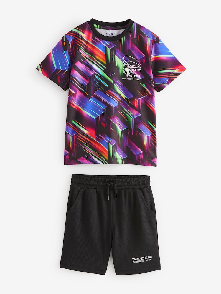 Black Mesh T-Shirt and Shorts Set (3-16yrs) - Image 1 of 3