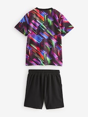 Black Mesh T-Shirt and Shorts Set (3-16yrs) - Image 2 of 3