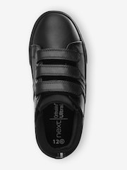 Black Wide Fit (G) School Leather Triple Strap Shoes - Image 4 of 9