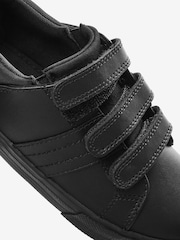 Black Wide Fit (G) School Leather Triple Strap Shoes - Image 5 of 9