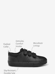Black Wide Fit (G) School Leather Triple Strap Shoes - Image 9 of 9