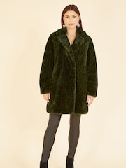 Yumi Green Luxe Leopard Print Faux Fur Coat - Image 1 of 4