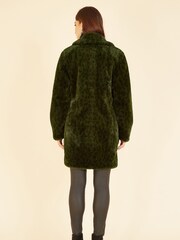 Yumi Green Luxe Leopard Print Faux Fur Coat - Image 2 of 4